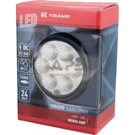 LED darbo žibintas apvalus 24W, 1500lm, 10/30V, Ø 117mm, 6 LED LA10009 2