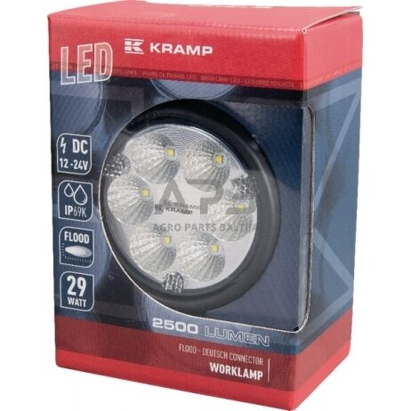 LED darbo žibintas apvalus 29W, 2500lm, 10/30V, Ø 117mm 6 LED LA10003 2