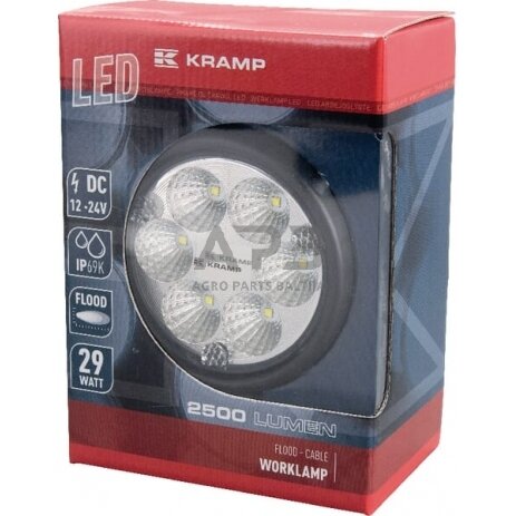 LED darbo žibintas apvalus 29W, 2500lm, 10/30V, Ø 117mm, 6 LED LA10013 2