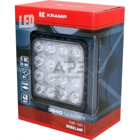 LED darbo žibintas kvadratinis 48W, 3840lm, 10/30V, 159x54.5x112mm, 16 LED LA10047 4