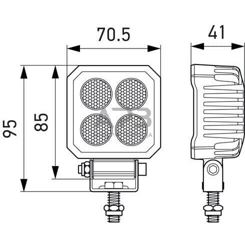 LED darbo žibintas kvadratinis 4 LED, 1700lm 12/24V, Hella 1GA357110002 6