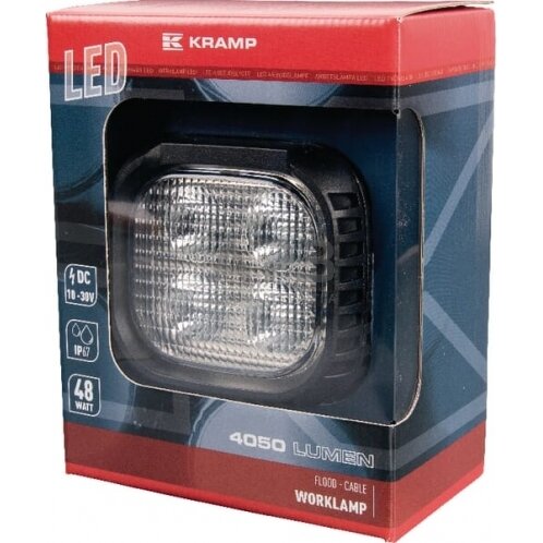 LED darbo žibintas kvadratinis 48W, 4050lm, 10/30V, 150x80x125mm, 4 LED, Kramp LA10029 3