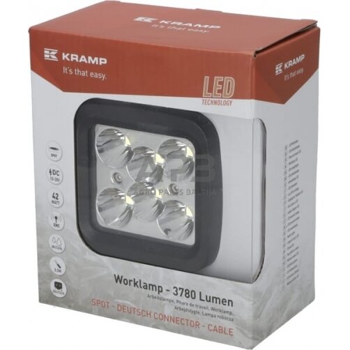 LED darbo žibintas kvadratinis 42W, 3780lm, 10/30V, 128x82x100mm, 6 LED  LA10027 3