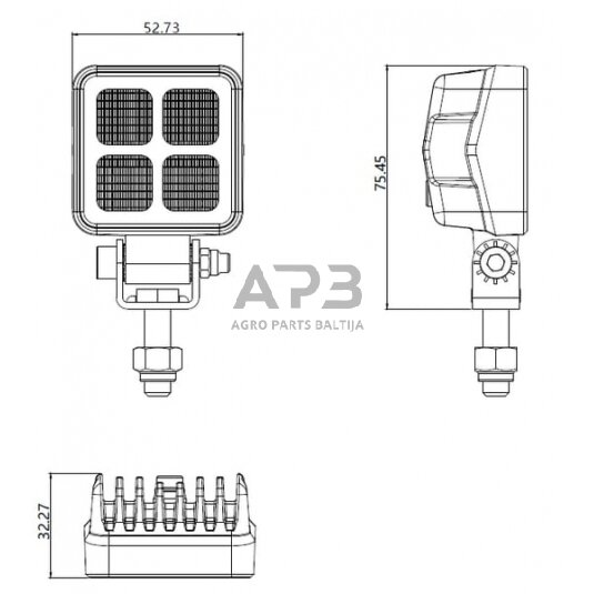 LED darbo žibintas kvadratinis 12W, 1200lm, 12/24V, 53.7x75.5x32.3mm 8 LED LA10605 6