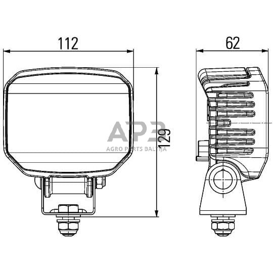 LED darbo žibintas kvadratinis 22W, 1300lm, 12/24V, 112x62x129mm  6 LED Hella 1GA996288001 6