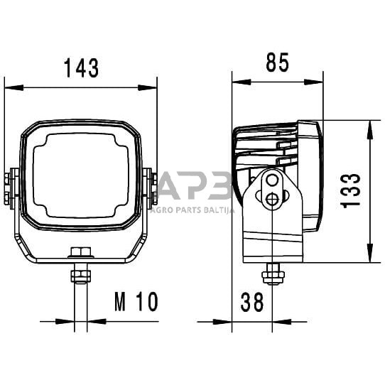 LED darbo žibintas kvadratinis 4000lm, 12/24V, 8 LED's, Hella 1GA995606081 6