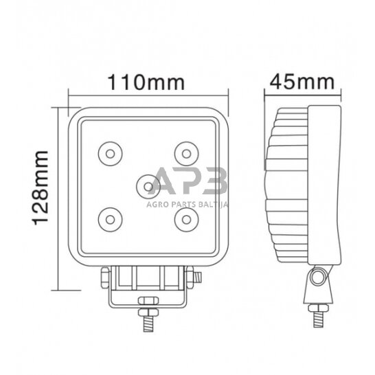 LED darbo žibintas kvadratinis 15W, 900lm, 10/30V, 128x45x110mm, 5 LED gopart LA15021 5