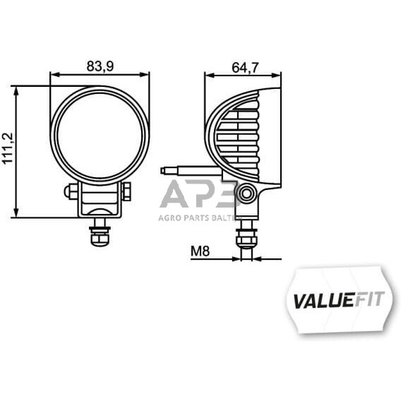 LED darbo žibintas apvalus 500lm, 12/24V, 111mm, 4 LED Hella 1G0357000001 6