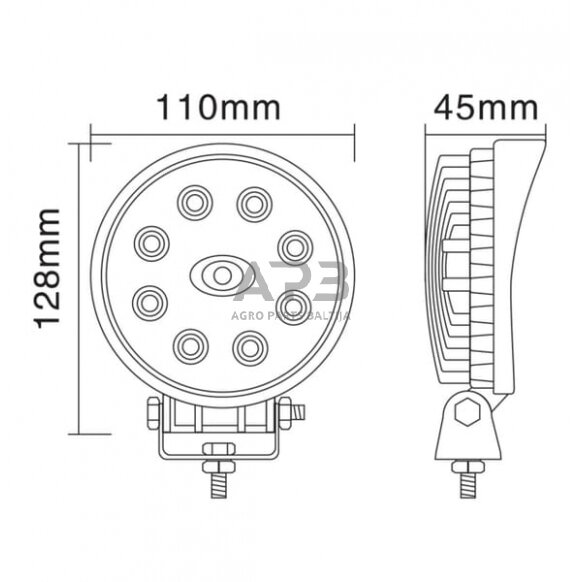 LED darbo žibintas apvalus 24W, 1920lm, 10/30V, Ø 110mm, 8 LED LA10025 5