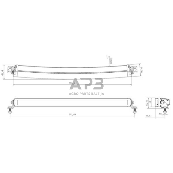 LED Bar žibintas 105W, 8820lm, 12/24V, balta/oranžinė, 525.5x40x54.4mm 21 LED, E-BOOST LA10824 1