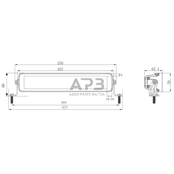 LED Bar žibintas 120W, 10080lm, 12/24V, balta/oranžinė, 357x70x67mm, 24 LED, E-BOOST LA10812 1