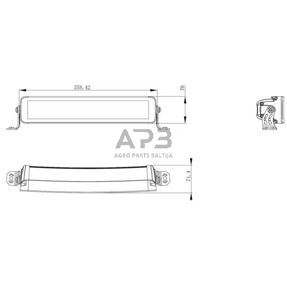 LED Bar žibintas 120W, 10080lm, 12/24V, balta/oranžinė, 358.4x70x78.6mm 24 LED, E-BOOST LA10816 2