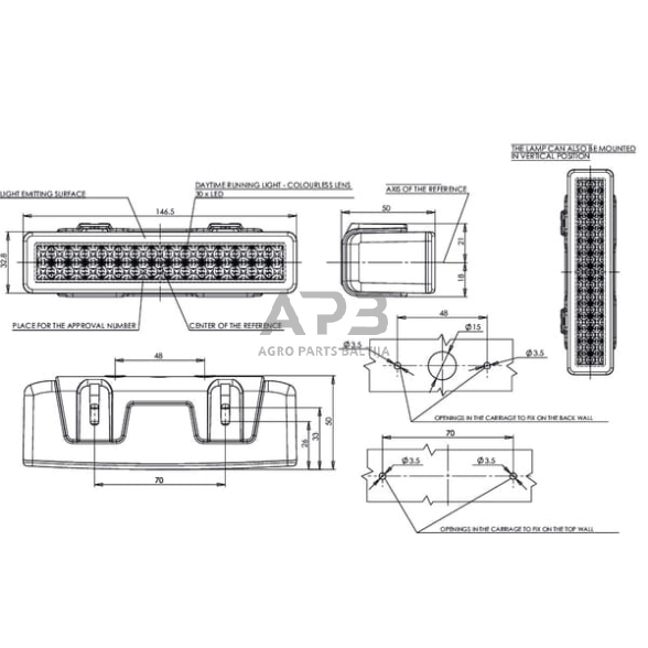 LED Bar žibintas 12/24V, balta, 147x50x33mm, 30 LED 667706 6