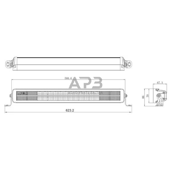 LED Bar žibintas 200W, 16800lm, 12/24V, balta/oranžinė, 561x70x67mm, 40 LED, E-BOOST LA10813 1