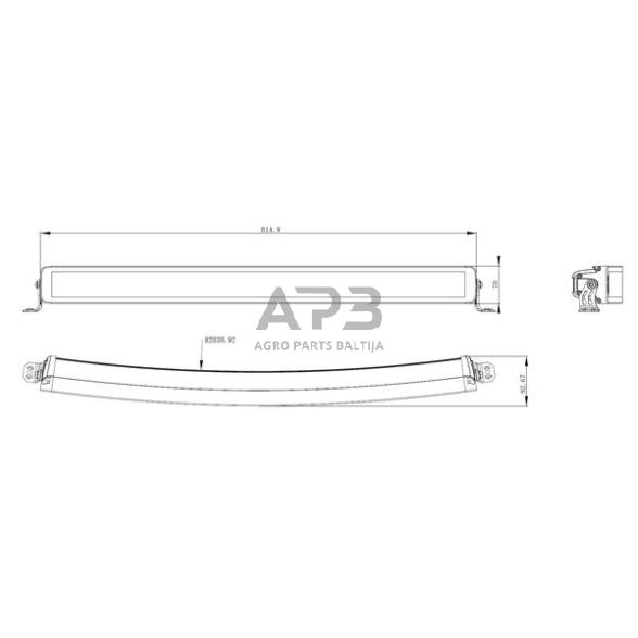 LED Bar žibintas 300W, 25200lm, 12/24V, balta/oranžinė, 814.9x70x78.6mm 60 LED, E-BOOST LA10818 1