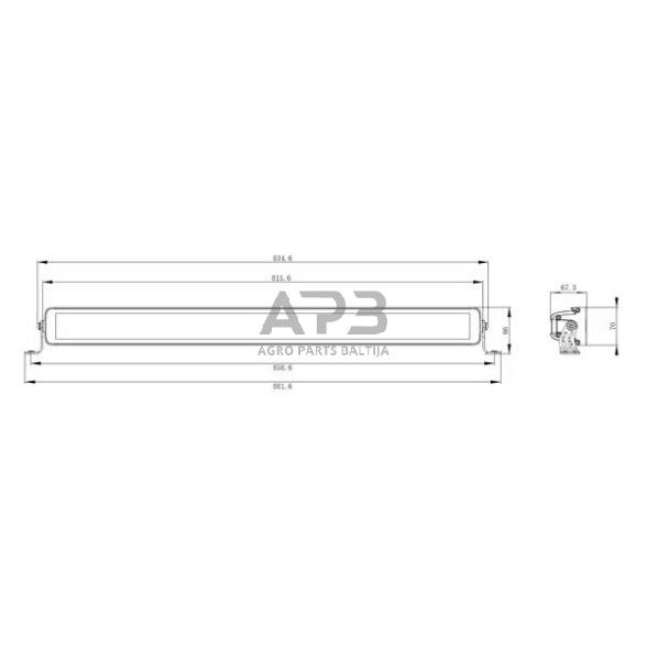 LED Bar žibintas 300W, 25200lm, 12/24V, balta/oranžinė, 815x70x67mm, 60 LED, E-BOOST LA10814 2