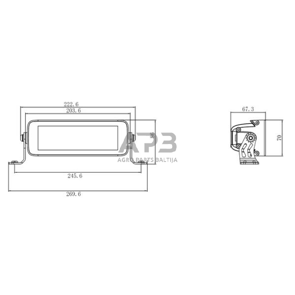 LED Bar žibintas 60W, 5040lm, 12/24V, balta/oranžinė, 204x70x67mm, 12 LED, E-BOOST LA10811 1