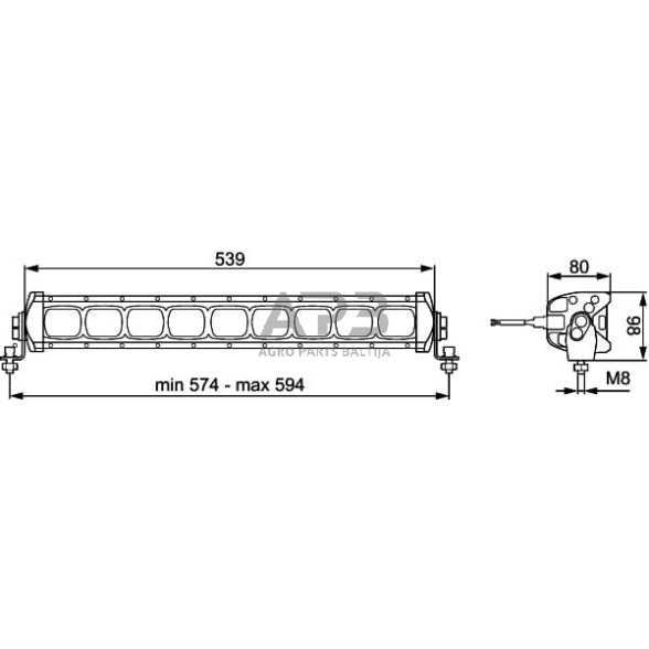 LED Bar žibintas 9 LED, 66W, 3500lm, 539x86mm, LBX-540 Hella 1GJ360002002 3