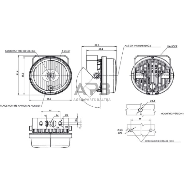 LED darbo žibintas apvalus 12/24V, 98x90mm 1400630121 6