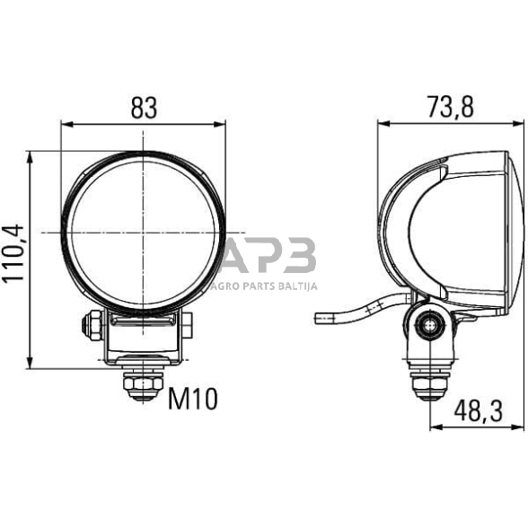 LED darbo žibintas apvalus 1800lm, 12/24V, Ø 83mm, 3 LED, Hella 1G0996476011 6