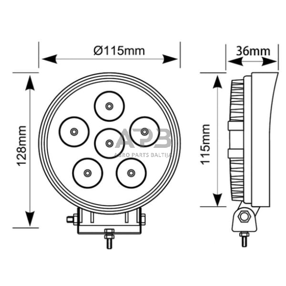 LED darbo žibintas apvalus 27W, 1850lm, 10/30V, 6 LED, gopart LA15001 5