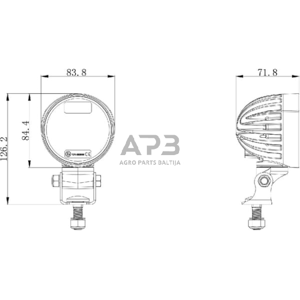 LED darbo žibintas apvalus 40W, 4000lm, 10/30 V, 84x126x71.8mm, 4 LED, LA10550 6