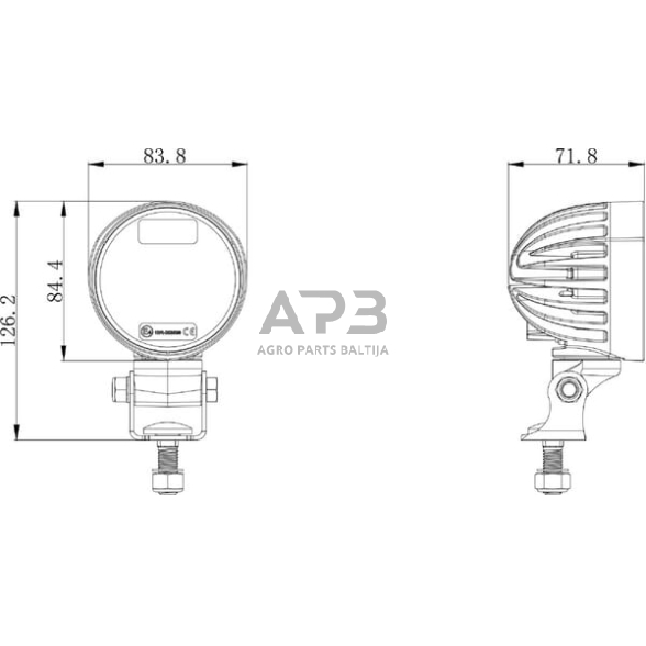 LED darbo žibintas apvalus 40W, 4000lm, 10/30 V, 84x126x71.8mm, 4 LED, LA10551SP 6