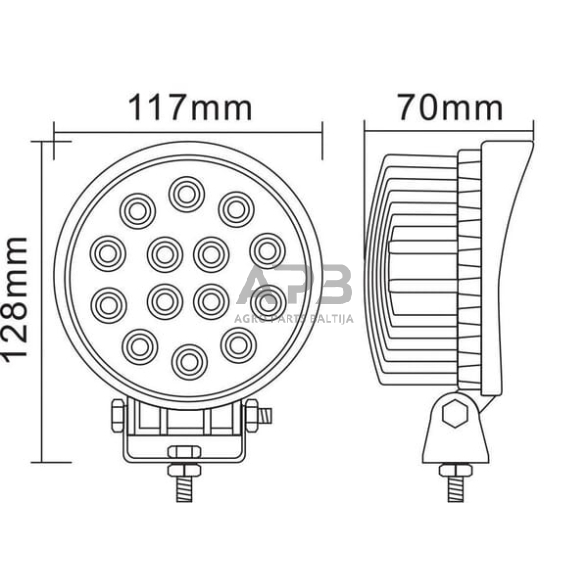 LED darbo žibintas apvalus 42W, 3360lm, 10/30V, Ø 117mm, 14 LED gopart LA15027 5