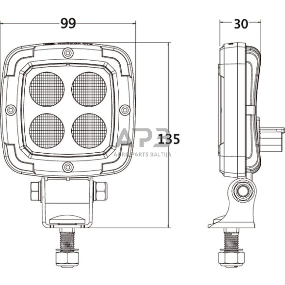 LED darbo žibintas kvadratinis 20W, 2200lm, 10-80V, LA10426 6