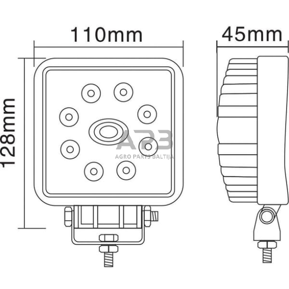 LED darbo žibintas kvadratinis 24W, 1920lm, 10/30V, 128x45x110mm, 8 LED, gopart LA15024 5