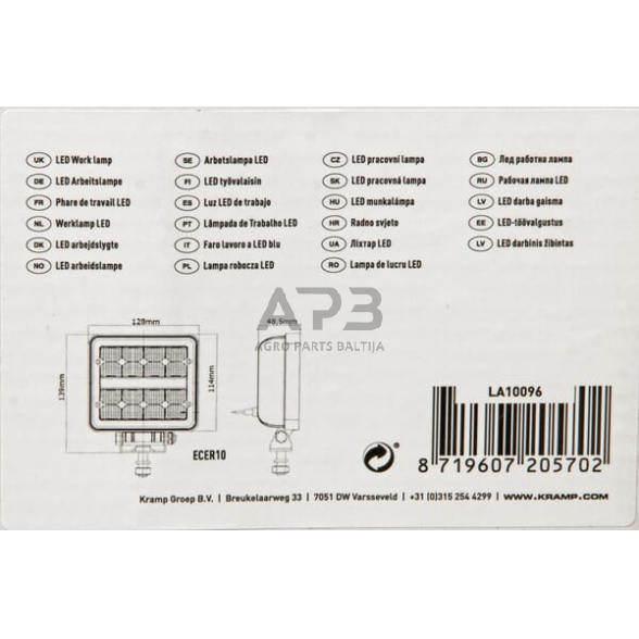 LED darbo žibintas kvadratinis 24W, 2272lm, 9/36V, 139x48.5x128mm,16 LED LA10096 5