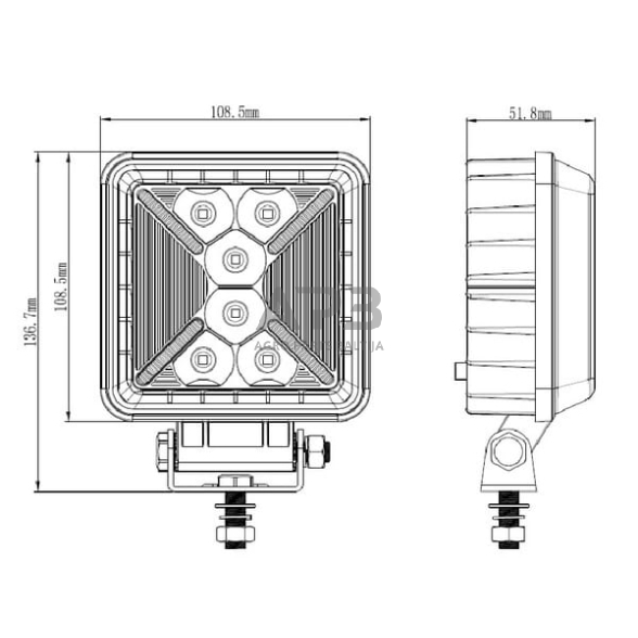 LED darbo žibintas kvadratinis 31W 2400/250lm LA10505 5