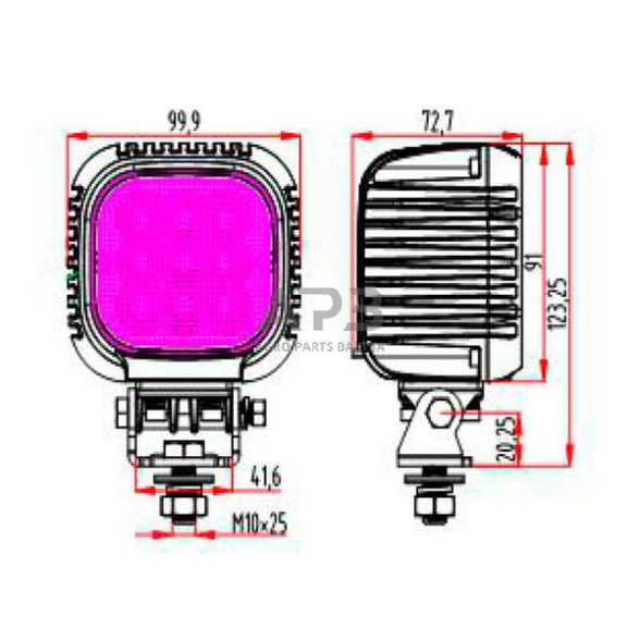 LED darbo žibintas kvadratinis 3500lm LA10500 4