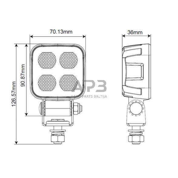 LED darbo žibintas kvadratinis 40W, 2650lm, 12/24V, 70.1x126.6x49.7mm 8 LED LA10832 5