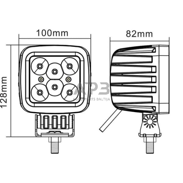 LED darbo žibintas kvadratinis 42W, 3780lm, 10/30V, 128x82x100mm, 6 LED  LA10027 6