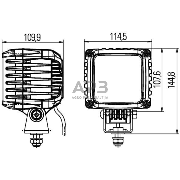 LED darbo žibintas kvadratinis 43W, 2200lm, 12/24V, 114.5x109.9x144.8mm 16 LED Hella 1GA996189011 6