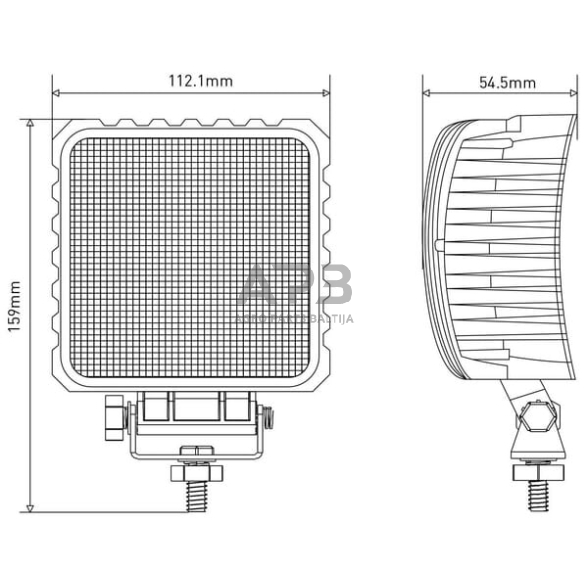 LED darbo žibintas kvadratinis 48W, 3840lm, 10/30V, 159x54.5x112mm, 16 LED LA10047 6