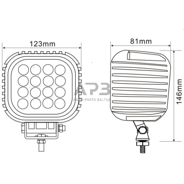 LED darbo žibintas kvadratinis 48W, 4000lm, 10-30V, 146x81x123mm, SLA10056 5