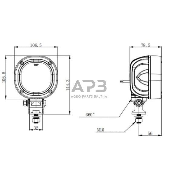 LED darbo žibintas kvadratinis 54W, 7200lm, 10-30V, 9 LED LA10557 2