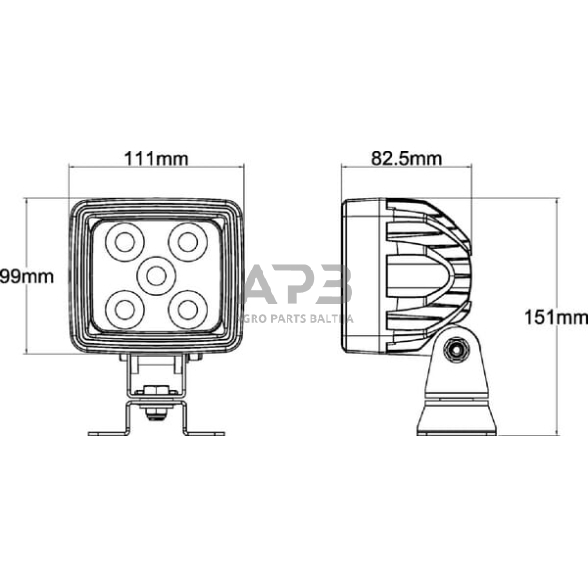 LED darbo žibintas kvadratinis 67W, 5600lm, 10/30V, 20 LED LA10410R 5