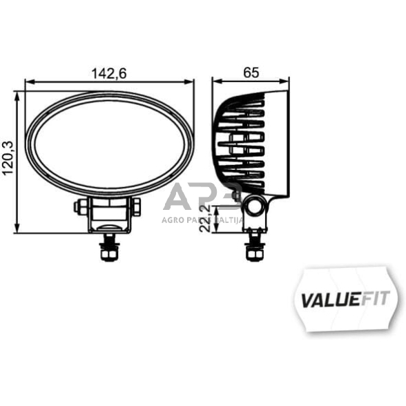 LED darbo žibintas ovalus 1200lm, 12/24V, 65x120mm, 8 LED Hella 1GA357001001 6