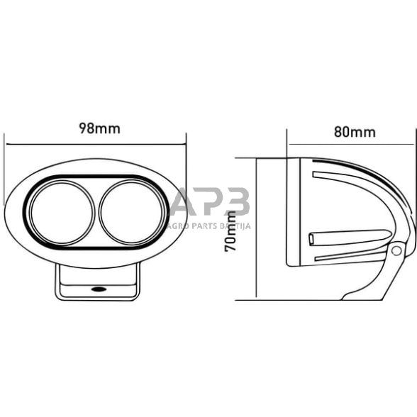 LED darbo žibintas ovalus 20W, 1800lm, 10/30V, 96x72x79mm, 2 LED gopart LA15005 4