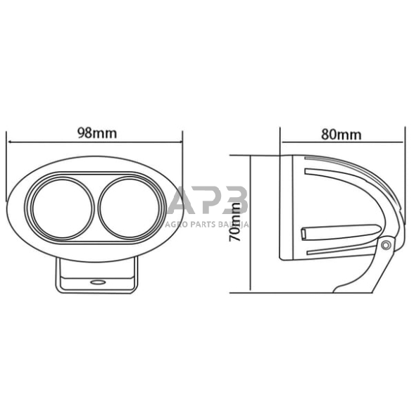 LED darbo žibintas ovalus 20W, 1800lm, oval, 10/30V, 96x72x79mm, 2 LED gopart LA15006 4