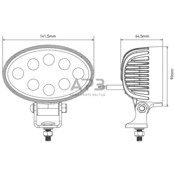 LED darbo žibintas ovalus 24W, 2240lm, 10/30V, 141.5x64.5x90mm, 8 LED LA10058 5