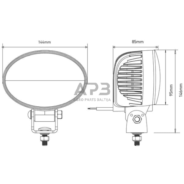 LED darbo žibintas ovalus 36W, 2760lm, 10/30V, 144x85x95mm, 12 LED LA10060 5