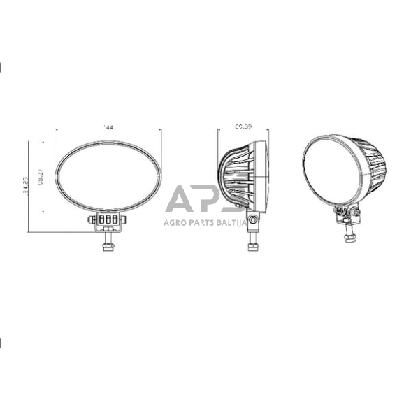 LED darbo žibintas ovalus 39W, 3510lm, 10/30V, 144x69.4x98mm, 13 LED LA10039 5