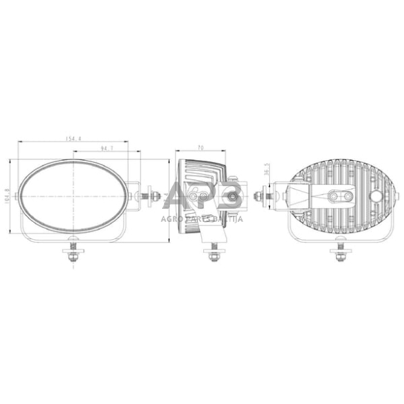 LED darbo žibintas ovalus 60W, 6000lm, 12-60V, 154x105x70mm LA10525 6