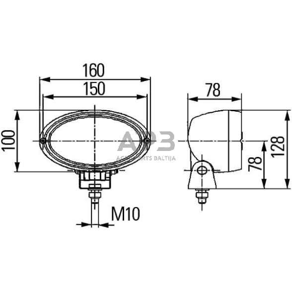 LED darbo žibintas ovalus Halogen, 12V, 160x78x128mm Hella 1GA996161131 1