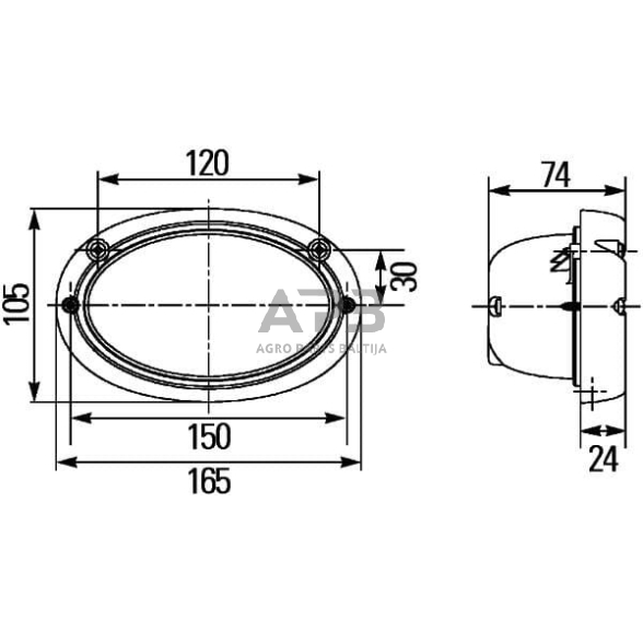 LED darbo žibintas ovalus Halogen, 12V, 165x74x105mm Hella 1GA996161101 6