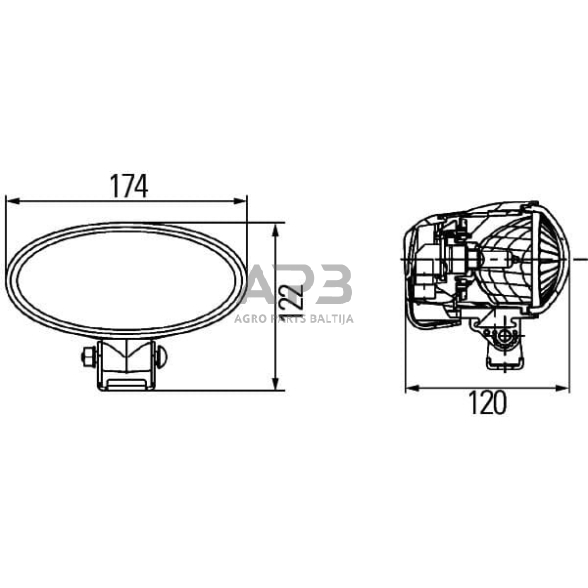 LED darbo žibintas ovalus Halogen, 12V, 174x120x122mm Hella 1GB996186051 6